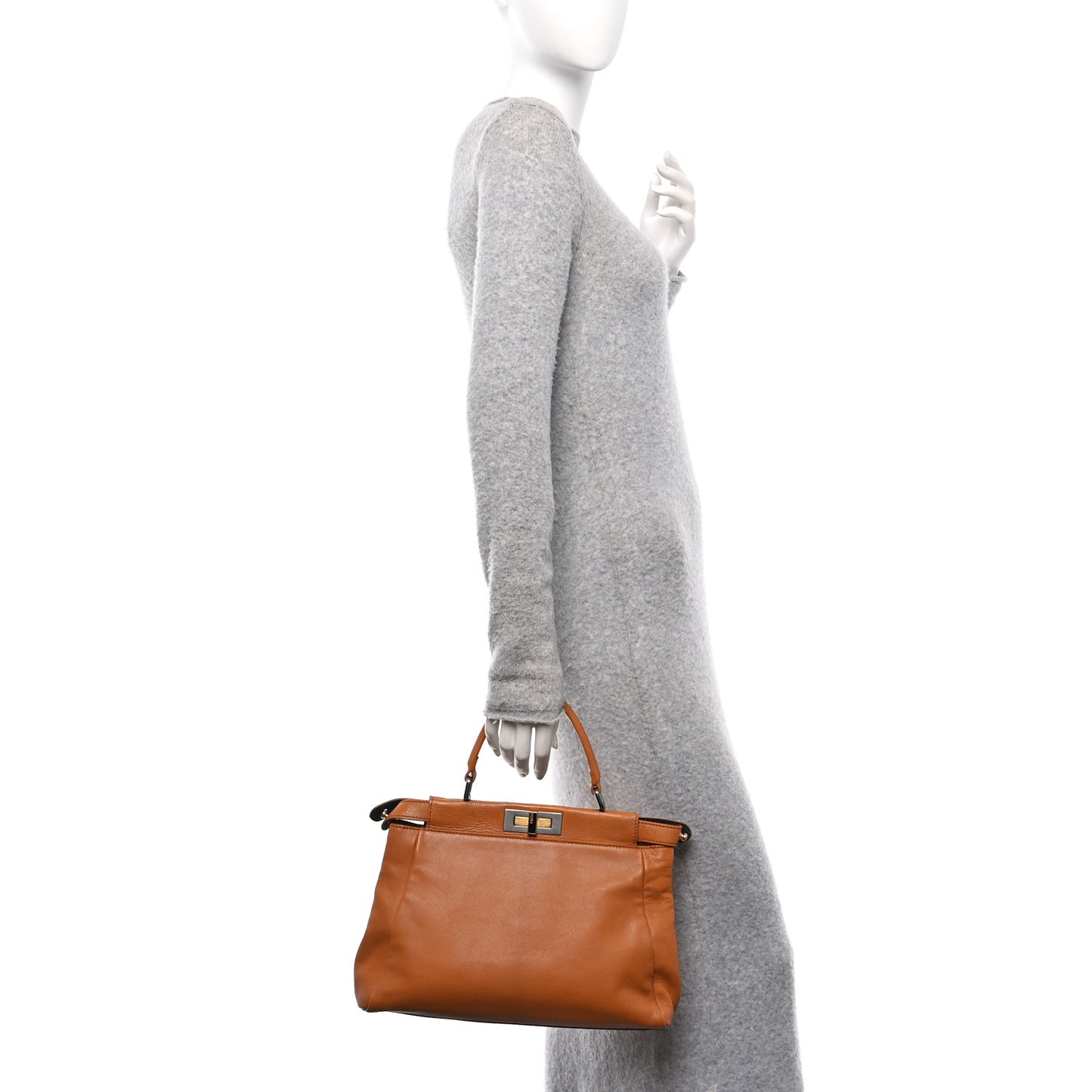 Goatskin Snakeskin Medium Peekaboo Iconic Satchel Brown