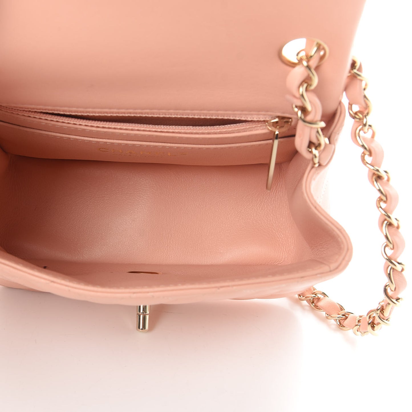 Lambskin Quilted Mini Square Flap Light Pink