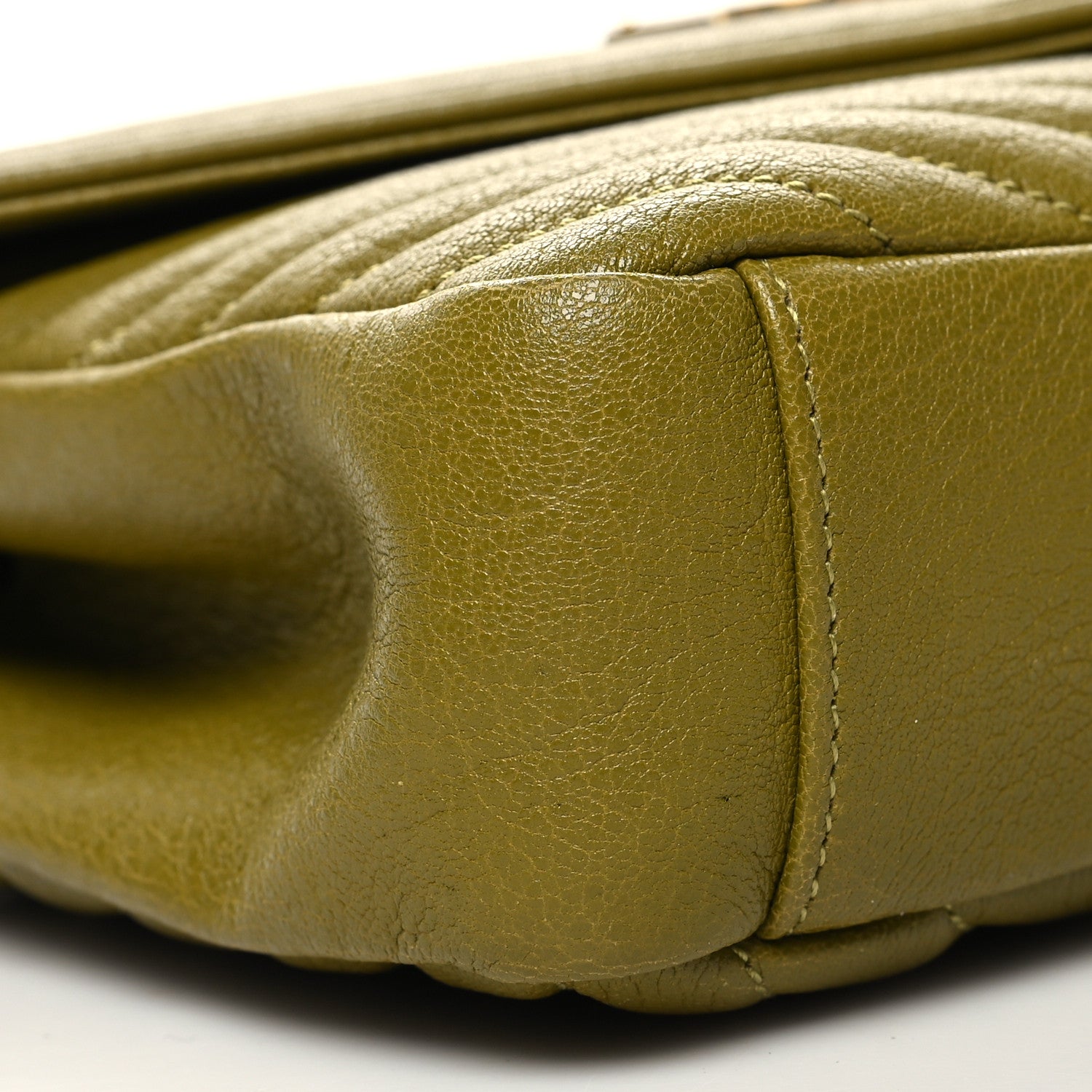 Saint Laurent Sheepskin Matelasse Chevron Monogram Medium College Bag Olive 8 of 10