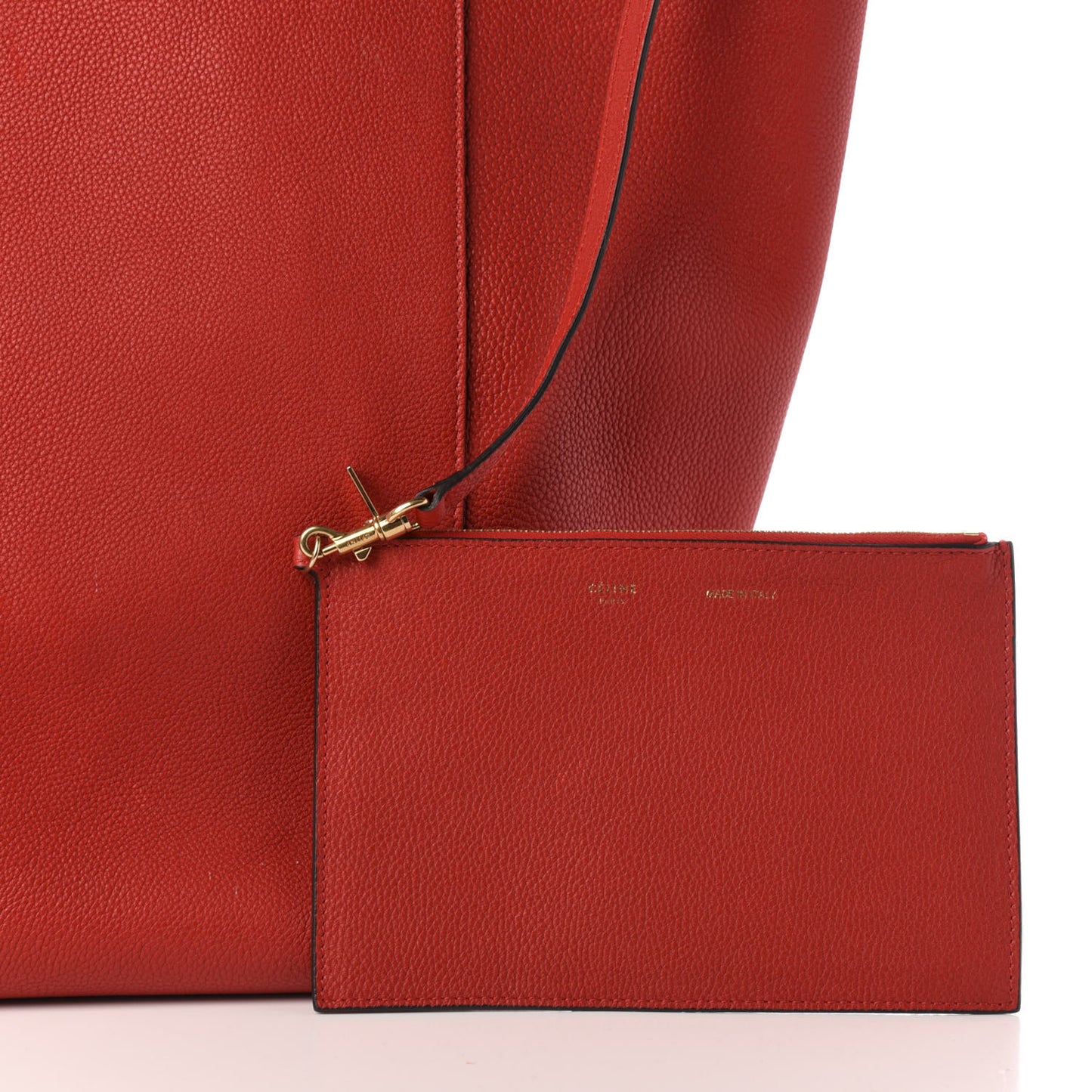 Grained Calfskin Medium Horizontal Cabas Phantom Coquelicot