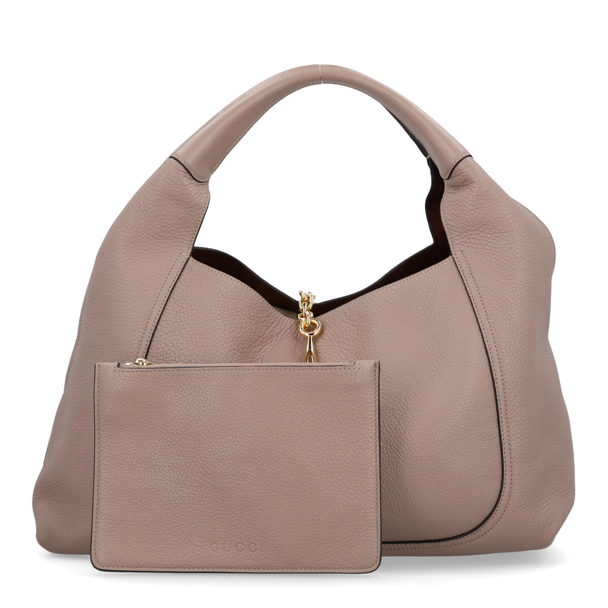 Grained Calfskin Softbit Maxi Shoulder Bag Taupe