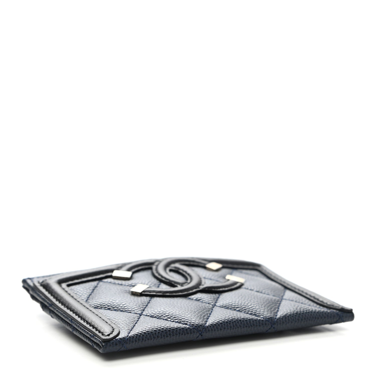 Chanel Caviar Quilted Filigree Card Holder Navy Black 4 of 9