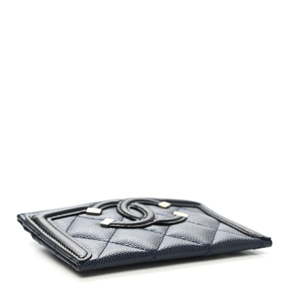 Chanel Caviar Quilted Filigree Card Holder Navy Black 4 of 9
