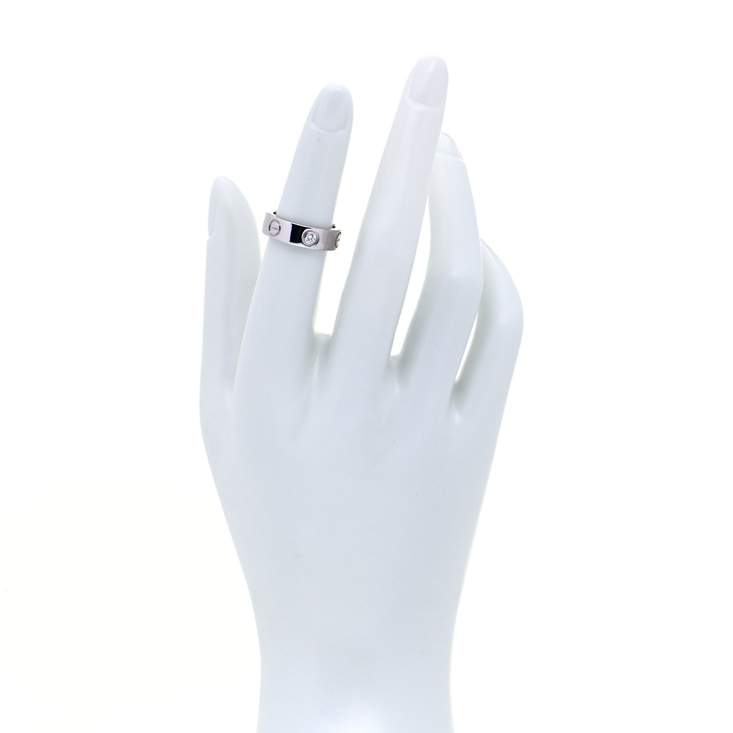 Cartier 18K White Gold 3 Diamond 5.5mm LOVE Ring 49 4.75 2 of 6