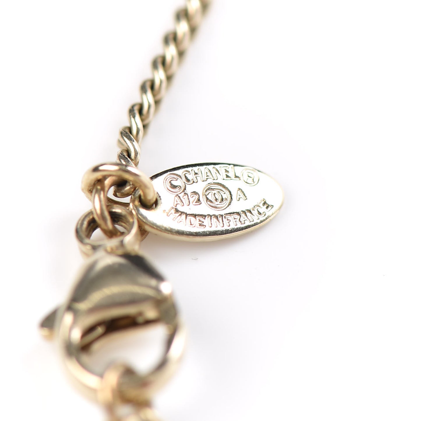 Pearl CC Pendant Necklace Gold