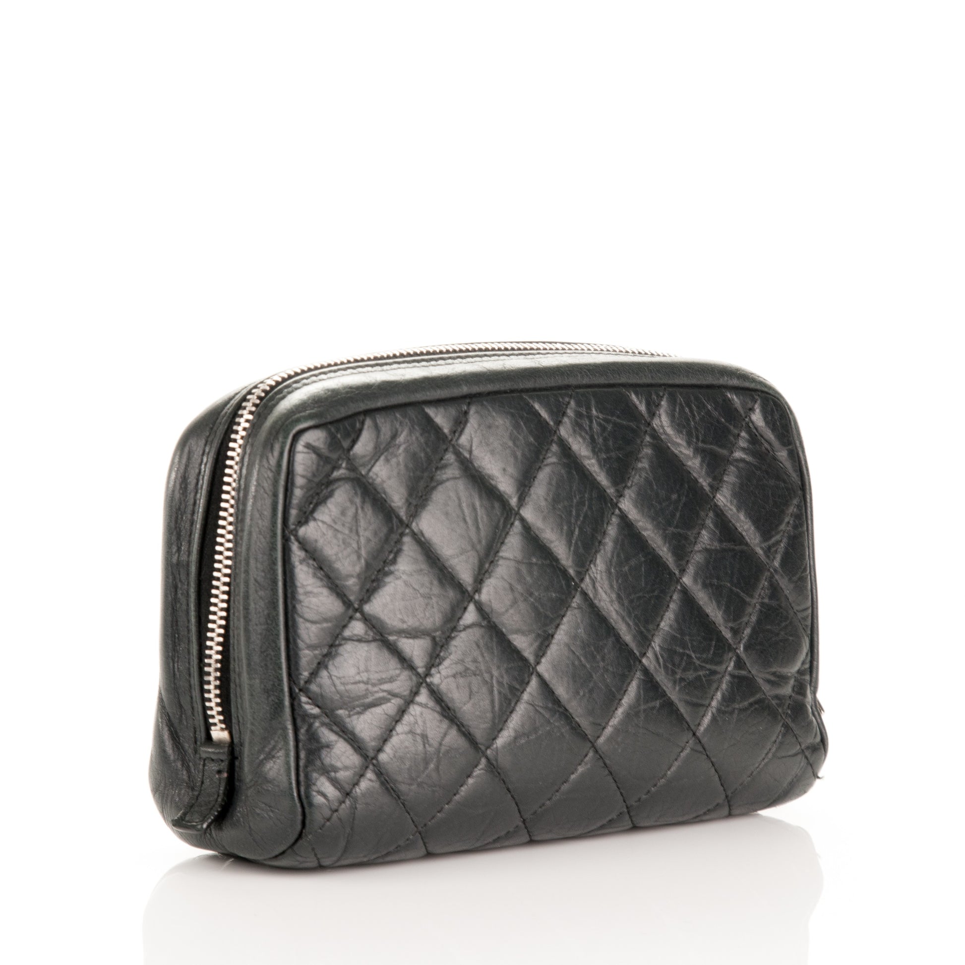 Chanel Aged Calfskin Quilted Cambon Cosmetic Case Black 3 of 6
