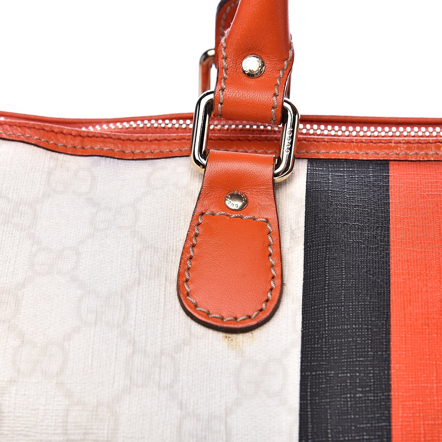 Gucci GG Plus Monogram Web Stripe Medium Joy Boston Orange 13 of 17