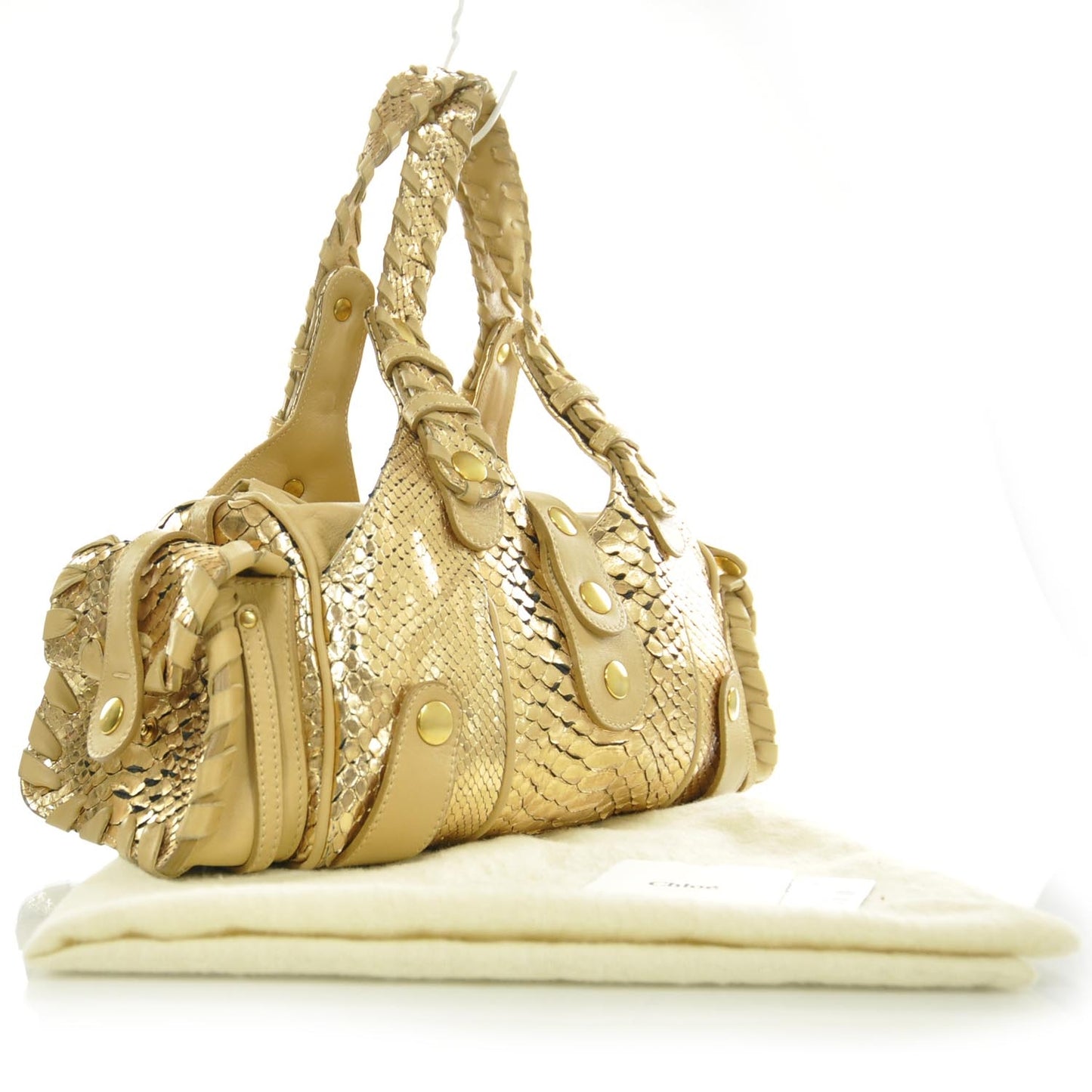 Metallic Python Silverado Shoulder Bag Gold