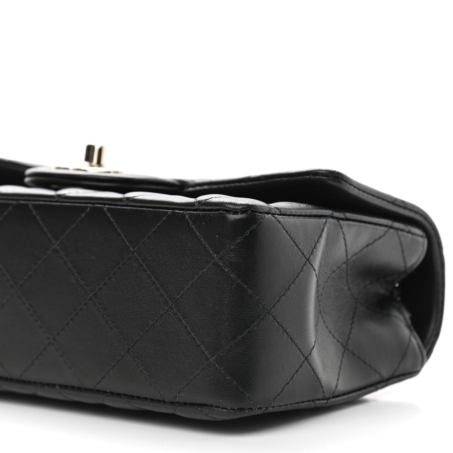 Lambskin Quilted Mini Rectangular Flap Black