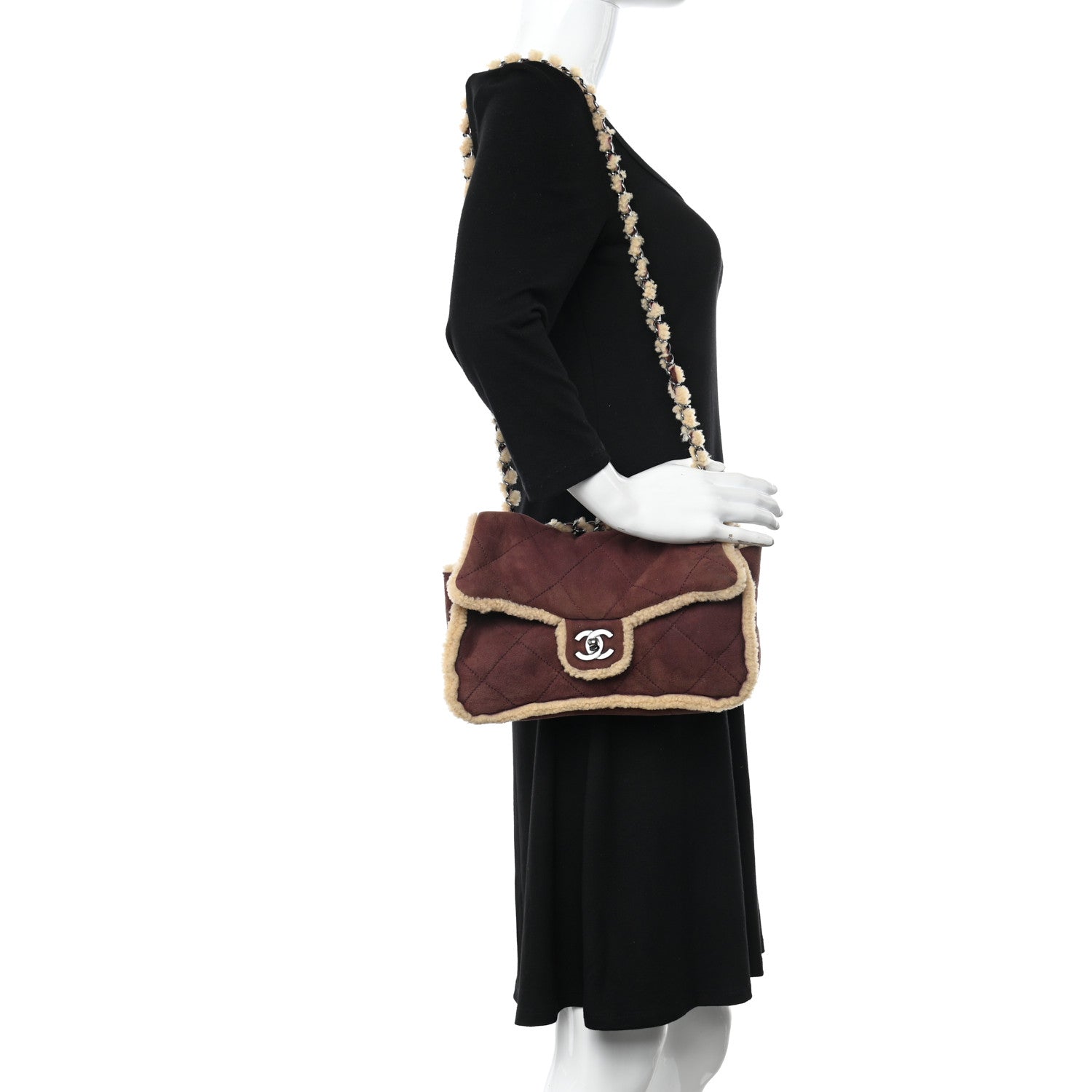 Chanel Shearling Quilted Medium Single Flap Brown 2 of 13