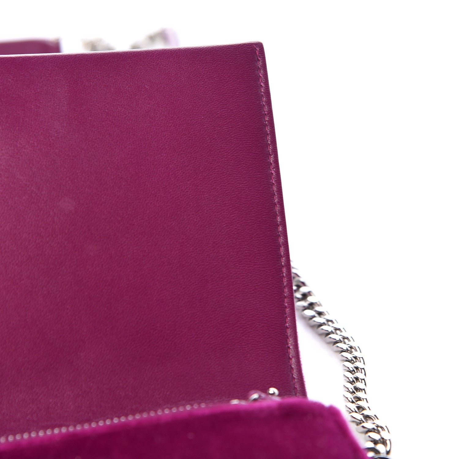 Saint Laurent Velvet Crystal Monogram Kate Tassel Shoulder Bag Fuchsia 11 of 12