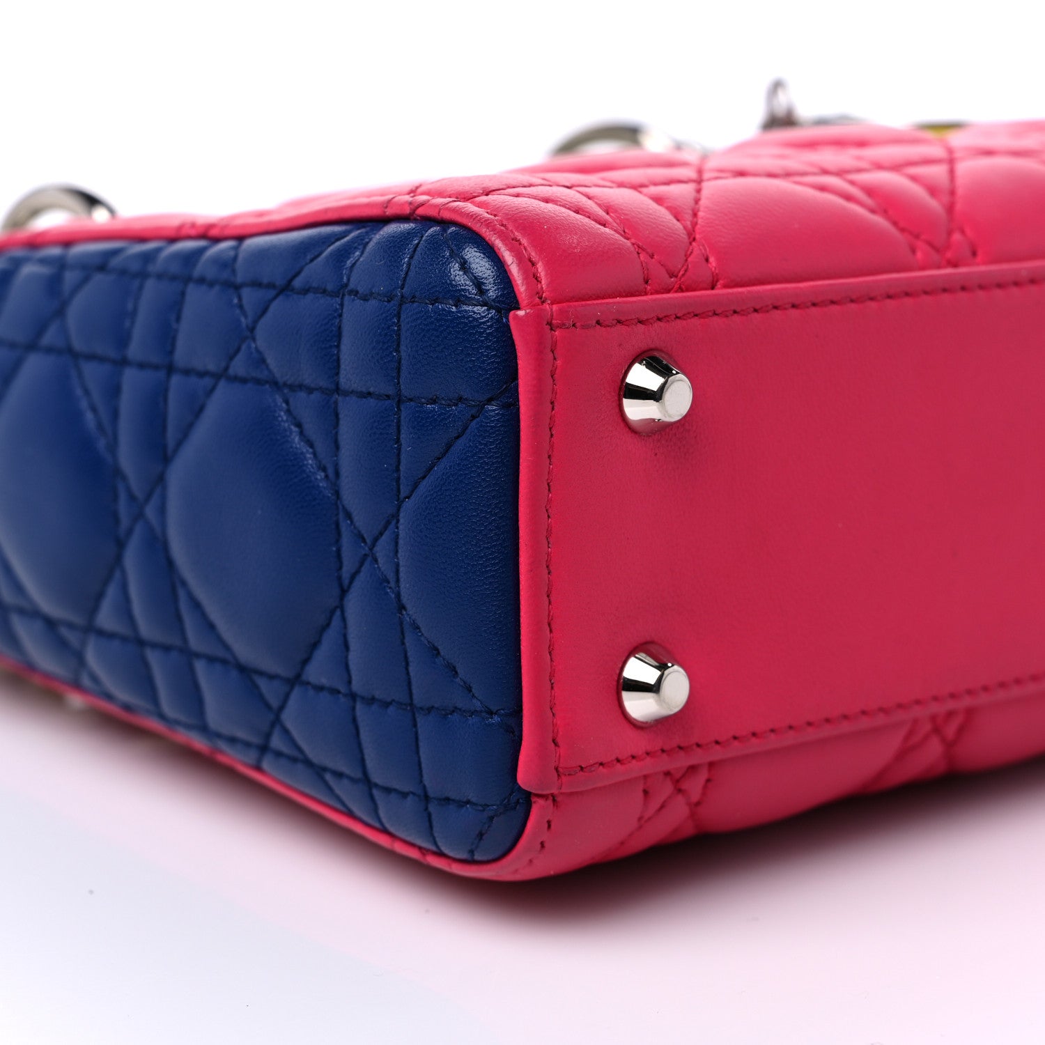 Christian Dior Lambskin Cannage Mini Tri-Color Lady Dior Pink Blue Yellow 8 of 9