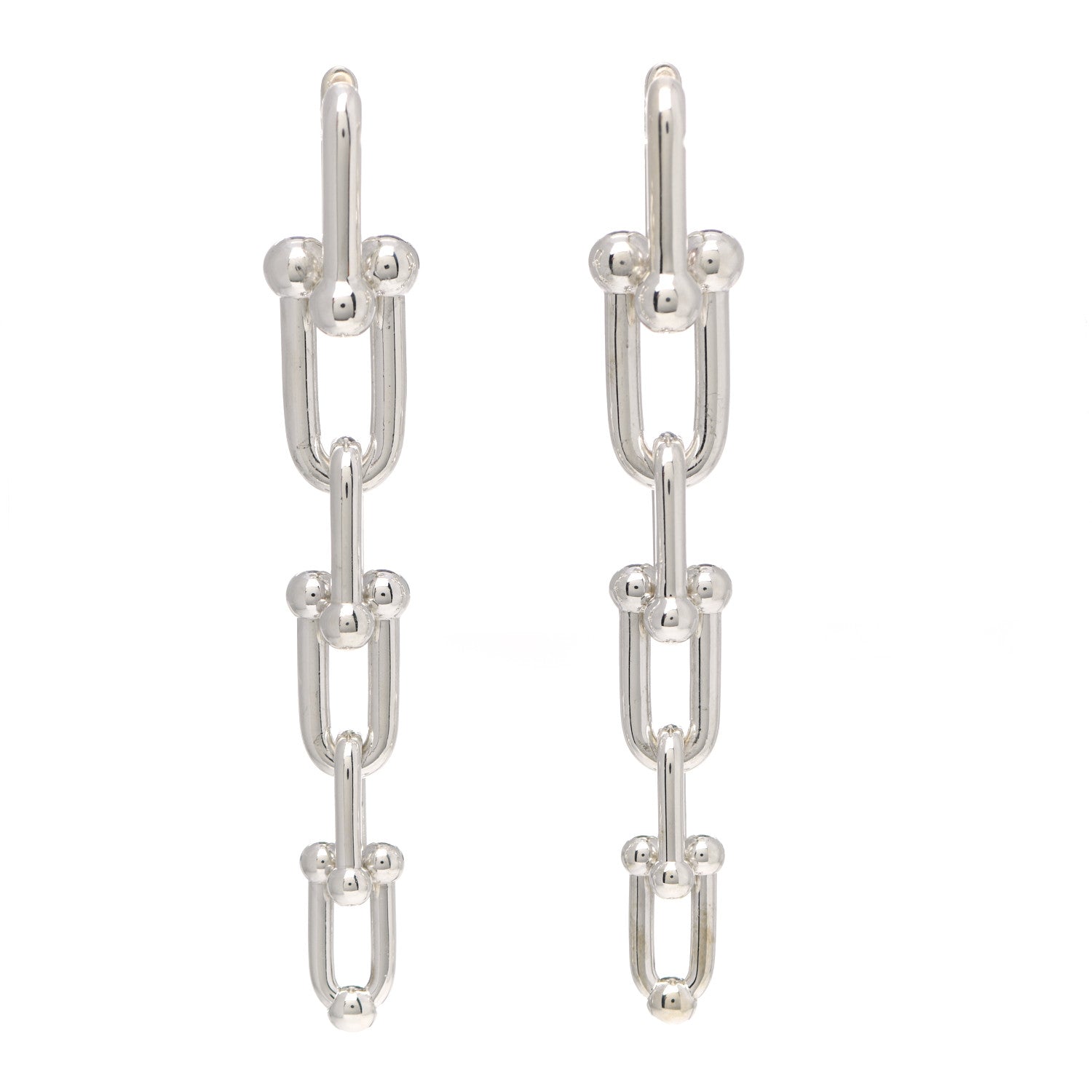 Tiffany Sterling Silver HardWear Graduated Link Earrings 1 of 5