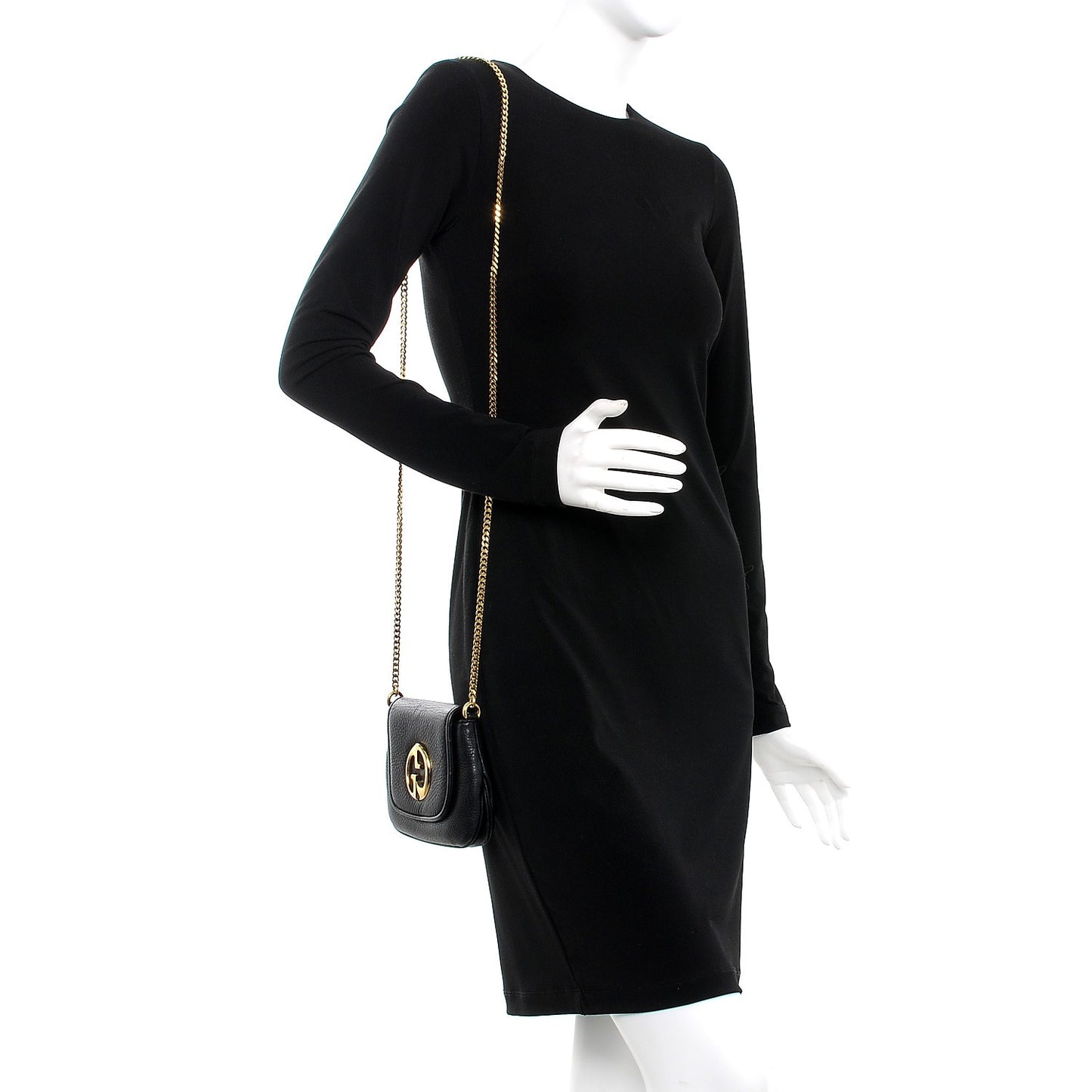 Pebbled Calfskin Small 1973 Chain Shoulder Bag Black
