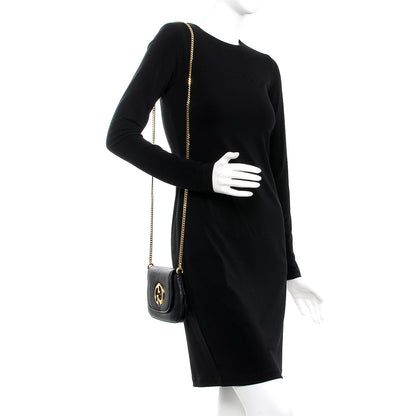 Gucci Pebbled Calfskin Small 1973 Chain Shoulder Bag Black 2 of 7
