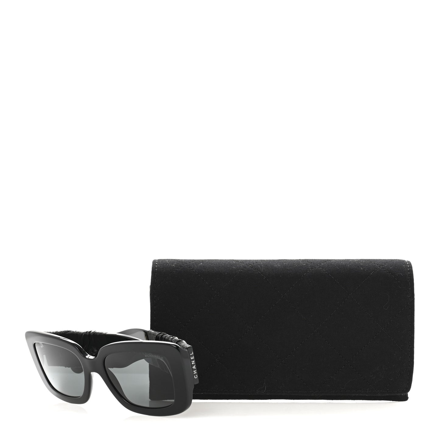 Acetate Calfskin Square Sunglasses 5473-Q Black