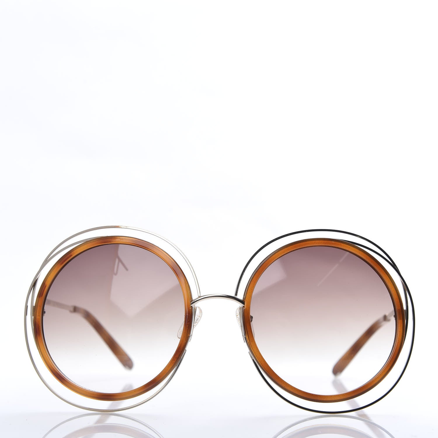 Chloe Metal Acetate Oversized Round Carlina Sunglasses CE120S Gold Blonde Havana 2 of 7