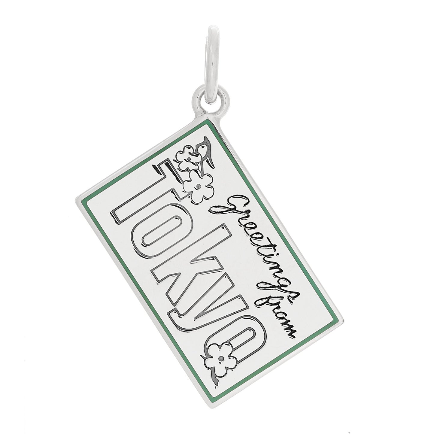 Sterling Silver Enamel Tokyo Postcard Charm Blue