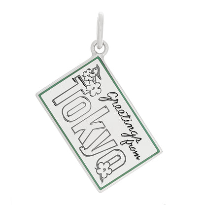 Tiffany Sterling Silver Enamel Tokyo Postcard Charm Blue 1 of 5