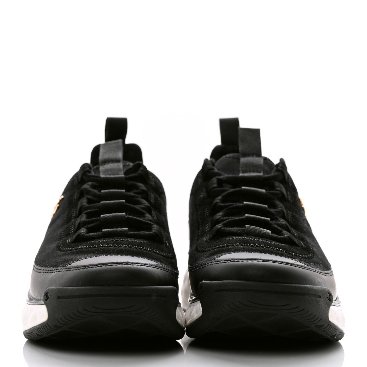 Velvet Calfskin Mixed Fibers CC Sneakers 37 Black