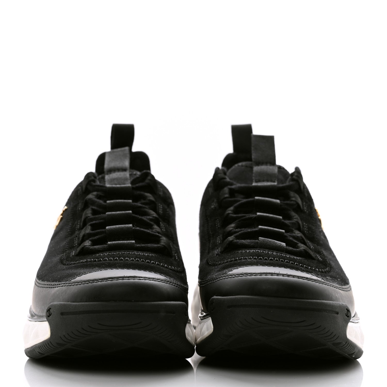 Chanel Velvet Calfskin Mixed Fibers CC Sneakers 37 Black 2 of 10