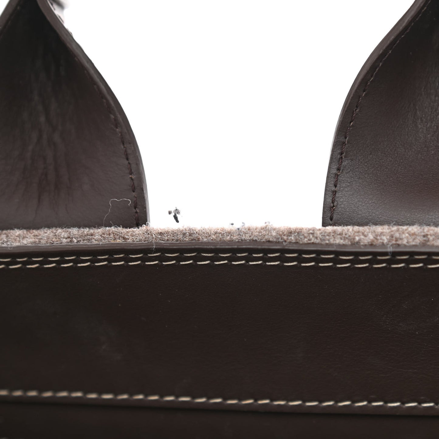 Felt Calfskin Small Woody Ribbon Tote With Strap Deep Beige
