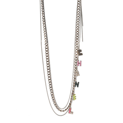Chanel Metal Strass PVC Enamel CC Chain Link Long Necklace Gold Blue Pink Yellow 1 of 6