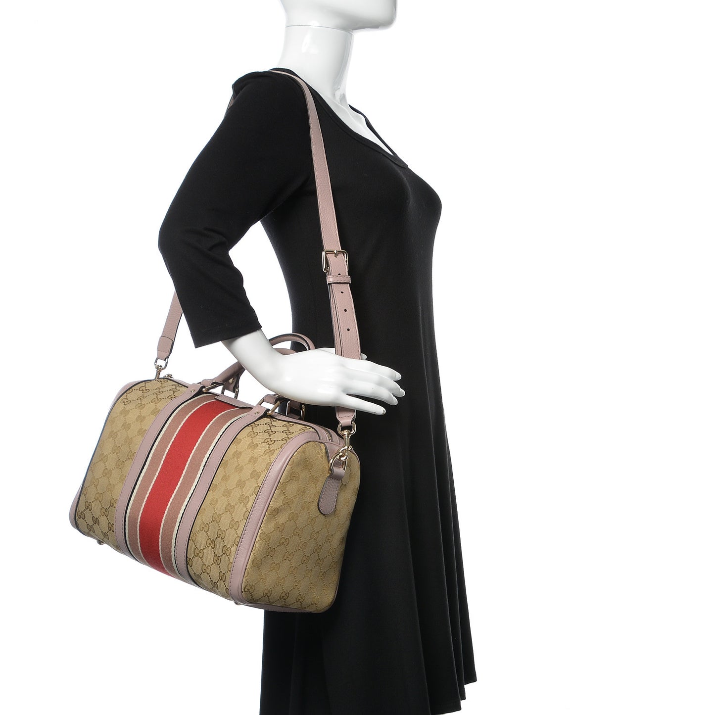 Monogram Selleria Calfskin Vintage Web Medium Boston New Sand Lilas