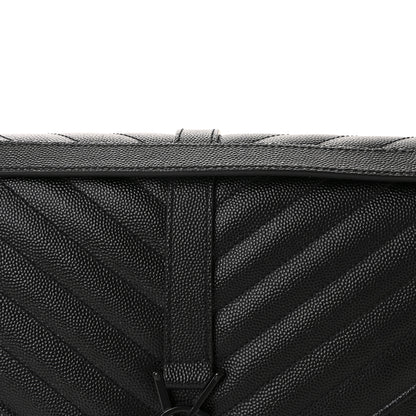 Saint Laurent Grain De Poudre Textured Mixed Matelasse Large Triquilt Monogram Monochrome Satchel Black 8 of 10