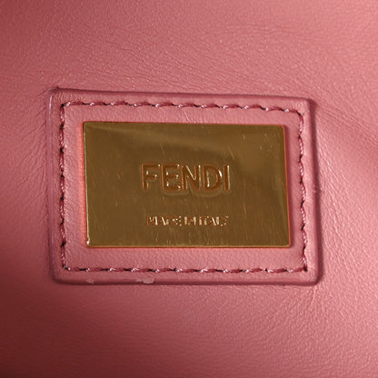 Fendi Vitello Seta Shiny Nappa Medium Peekaboo Iconic Satchel Grigio Polvere Magenta 6 of 13