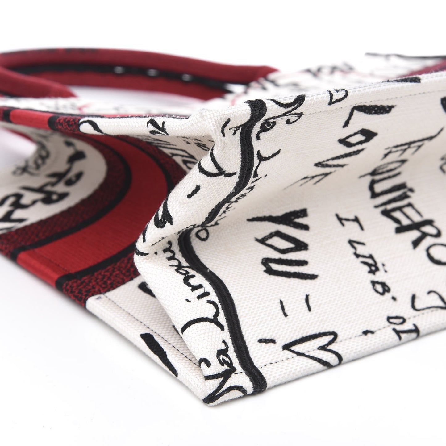 Canvas Embroidered Medium Dioramour Graffiti Book Tote Latte Multicolor