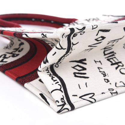 Christian Dior Canvas Embroidered Medium Dioramour Graffiti Book Tote Latte Multicolor 10 of 11
