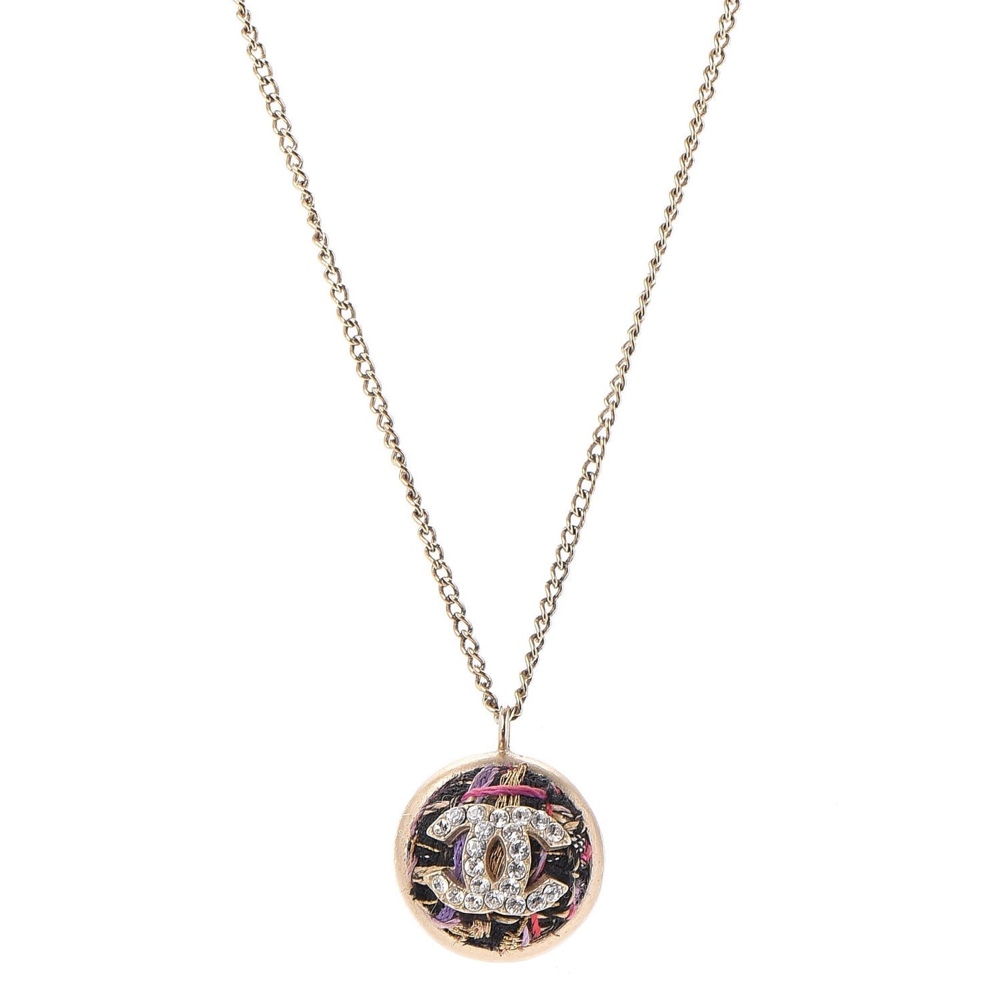 Crystal CC Tweed Necklace Gold