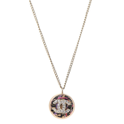 Chanel Crystal CC Tweed Necklace Gold 1 of 8