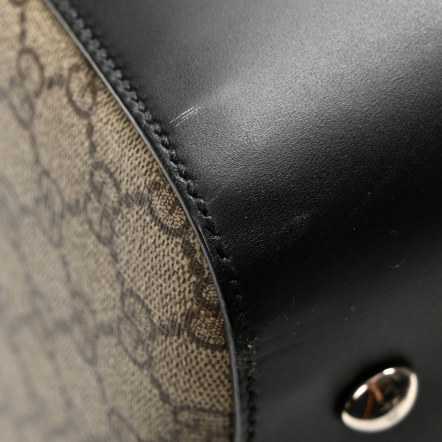 GG Supreme Monogram Selleria Calfskin Medium Duffle Beige Ebony Black