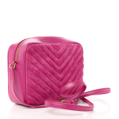 Saint Laurent Suede Matelasse Monogram Lou Camera Bag Rose 3 of 11