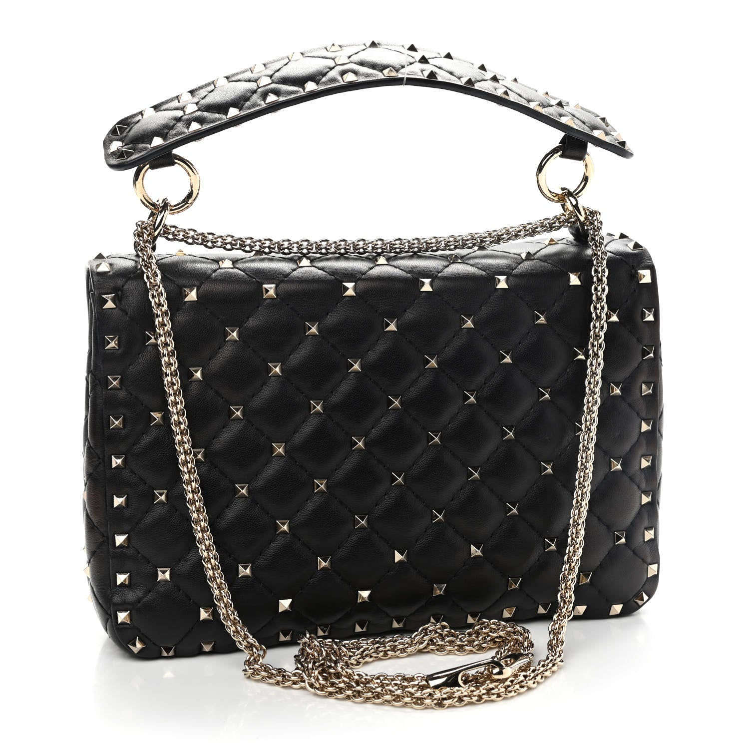 Valentino Garavani Lambskin Medium Rockstud Spike Shoulder Bag Black 3 of 9