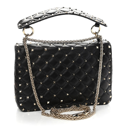 Valentino Garavani Lambskin Medium Rockstud Spike Shoulder Bag Black 3 of 9