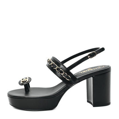 Chanel Lambskin Chain Platform Sandals 40.5 Black 1 of 9