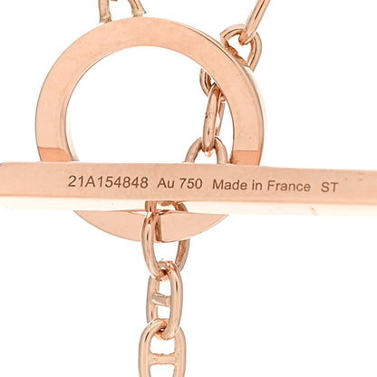 Hermes 18K Rose Gold Diamond GM Chaine D'Ancre Contour Pendant Necklace ST 4 of 6