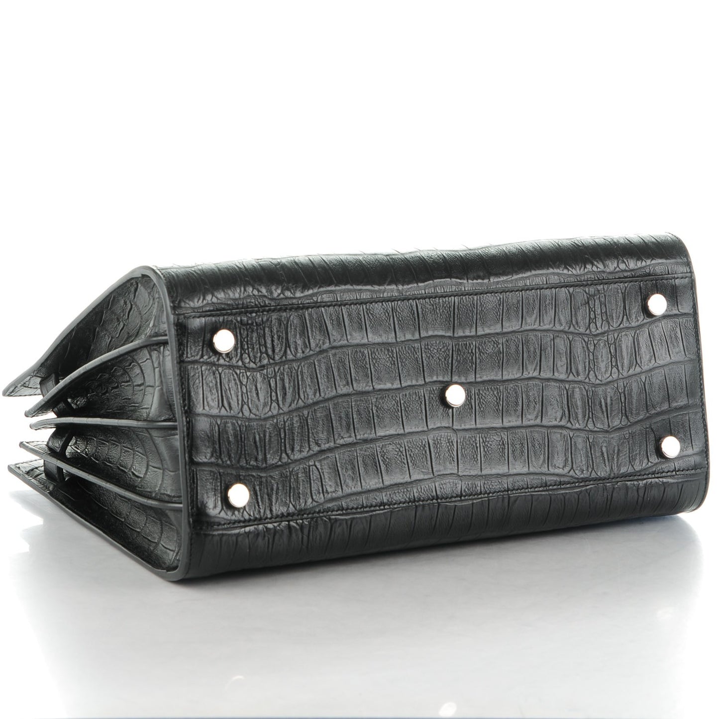 Calfskin Crocodile Embossed Small Sac de Jour Black