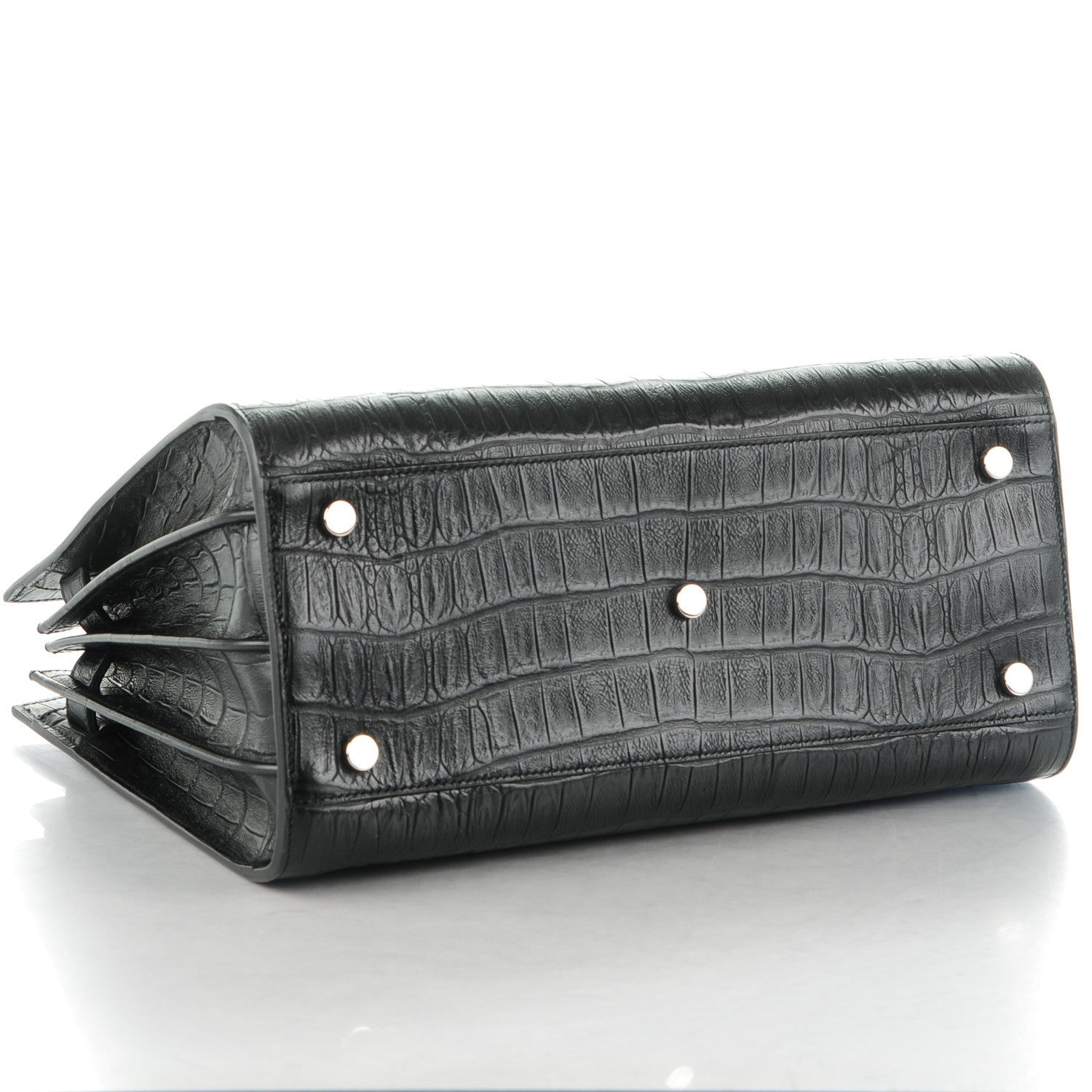 Saint Laurent Calfskin Crocodile Embossed Small Sac de Jour Black 4 of 7