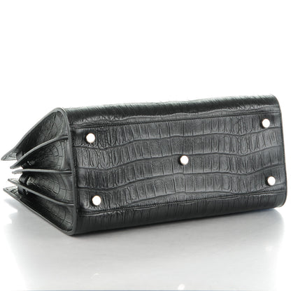 Saint Laurent Calfskin Crocodile Embossed Small Sac de Jour Black 4 of 7