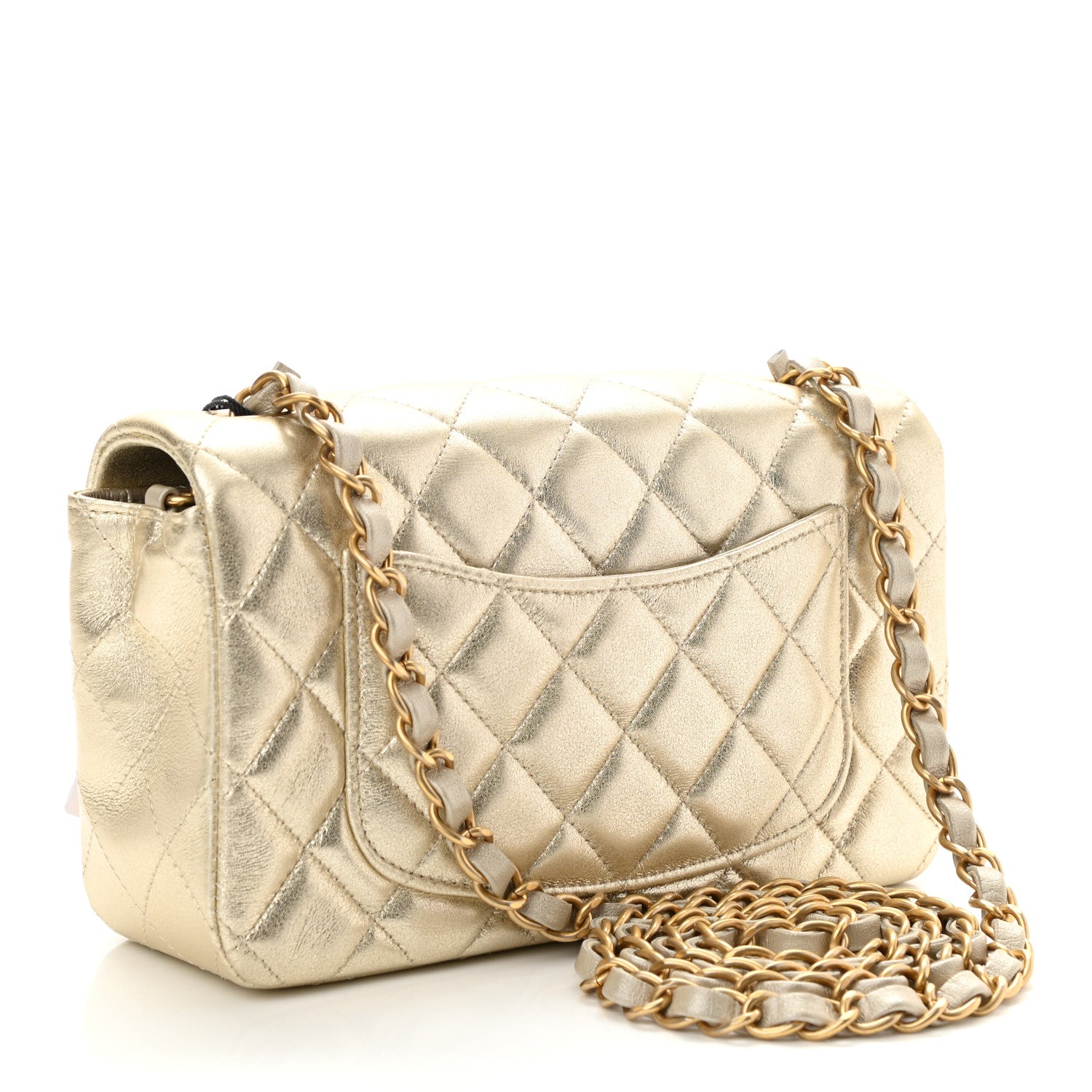Chanel Metallic Lambskin Quilted Mini Rectangular Flap Gold 3 of 11