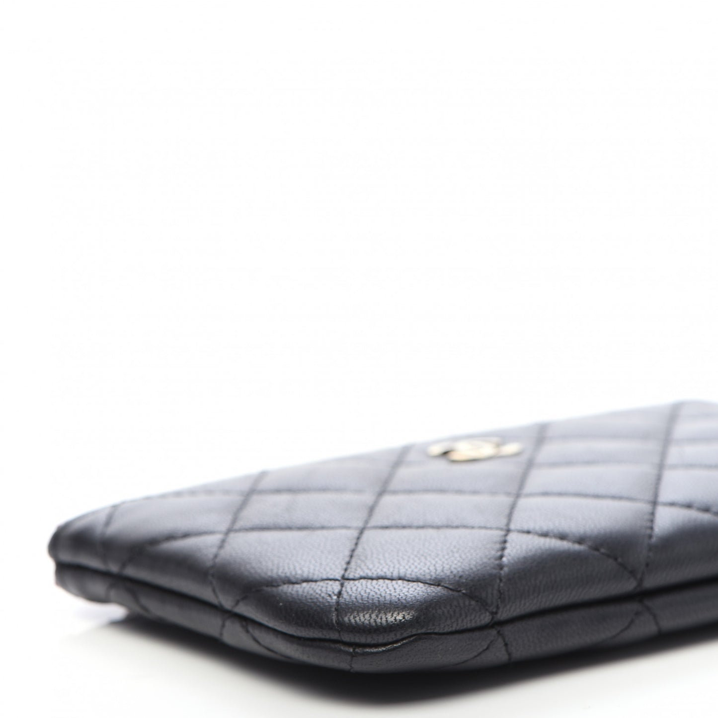 Lambskin Quilted Small Cosmetic Case Black