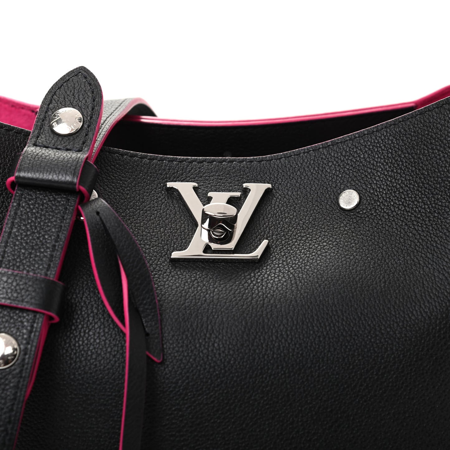 Calfskin Lockme Bucket Black