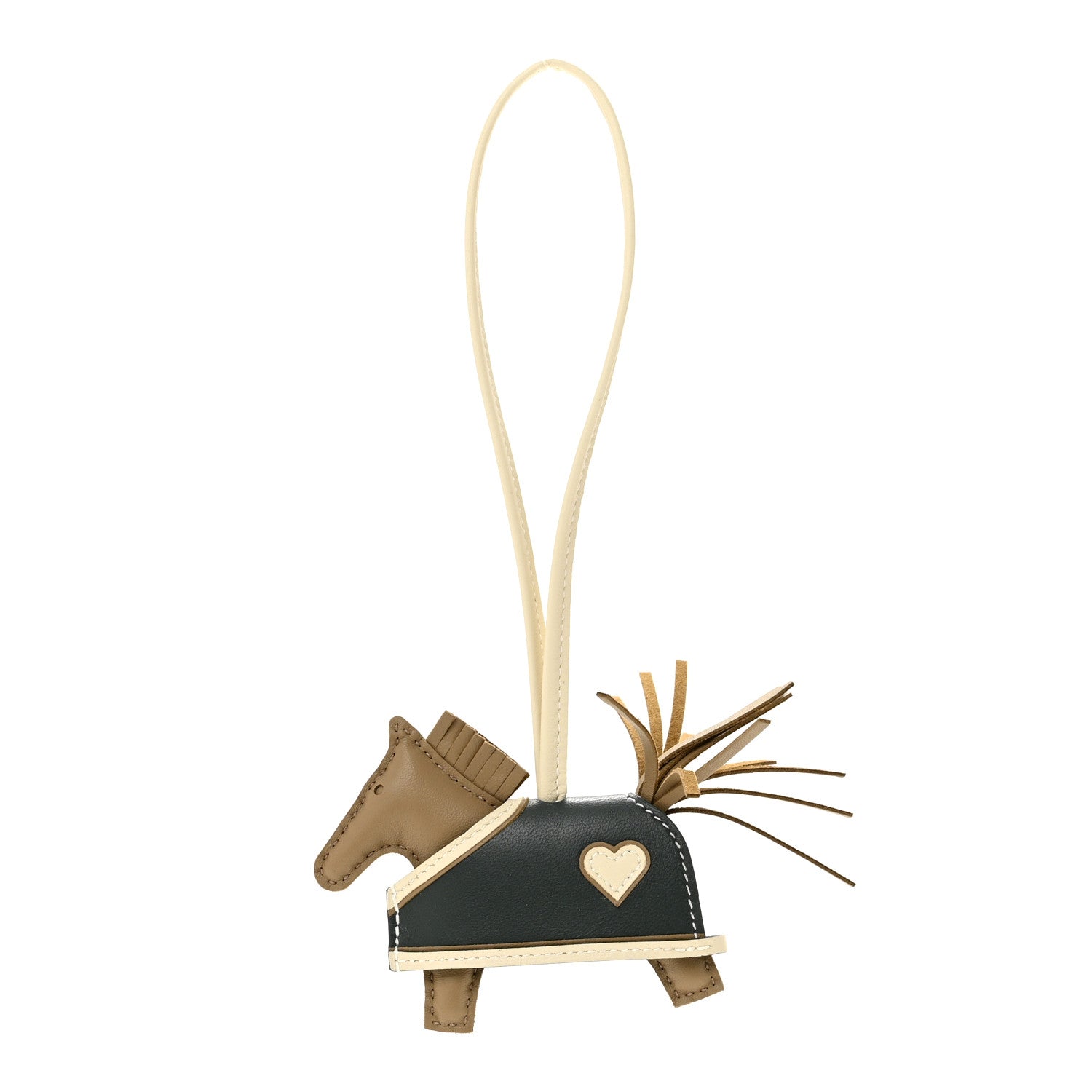 Hermes Milo Lambskin Grigri Rodeo Robeo Coeur Bag Charm PM Beige Marfa Craie Vert Mangrove 1 of 4
