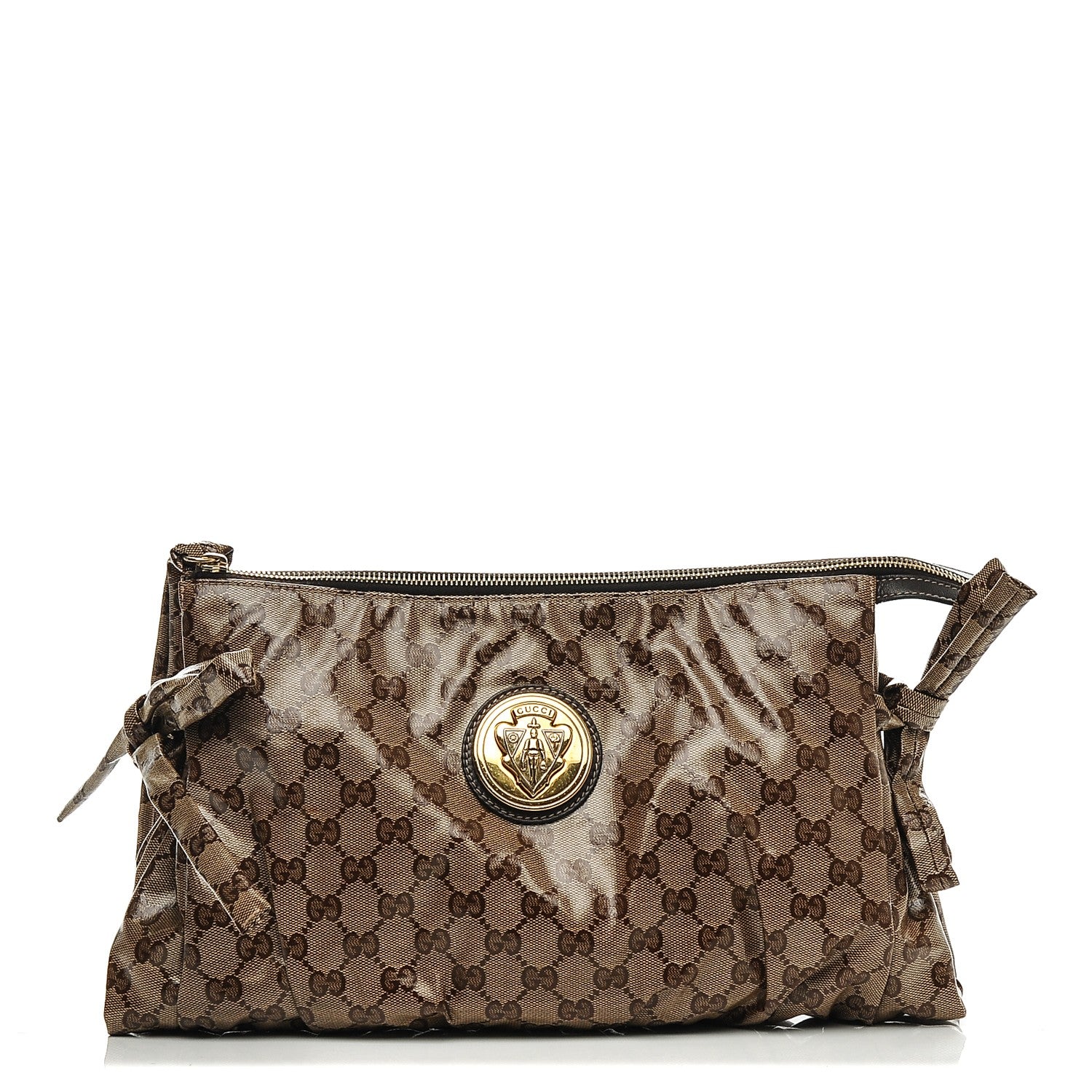 Gucci Crystal Monogram Large Hysteria Clutch Brown 1 of 6