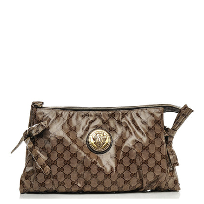 Gucci Crystal Monogram Large Hysteria Clutch Brown 1 of 6