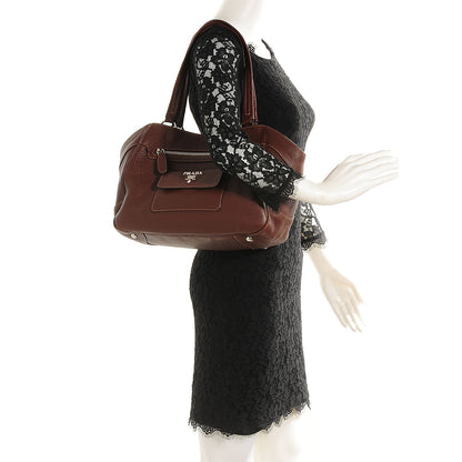 Prada Vitello Daino Small Tote Bruciato 2 of 9
